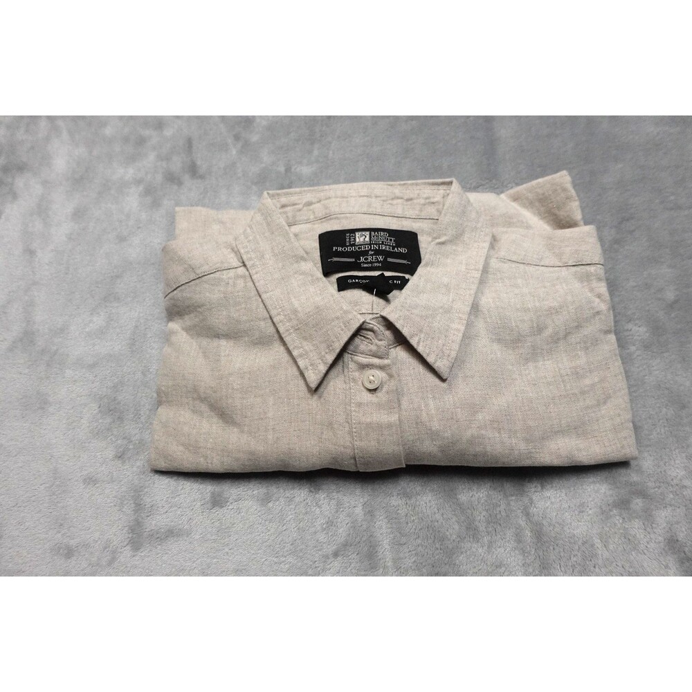 J.Jill Women's Size 12 Flax Biege 100% Linen‎ Garcon Classic Shirt